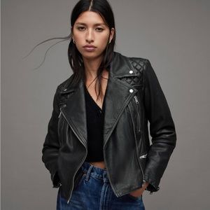 ALLSAINT cargo distressed leather biker jacket